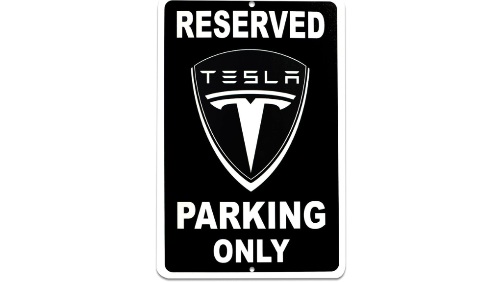 Tesla Parking Only Sign - 8x12 Aluminum Tesla Poster - Gifts for Tesla Owners - Tesla Garage Sign - Tesla Gifts for Men - Tesla Sign Parking